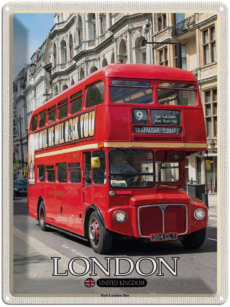 [LA-1792439] Blechschild 40x30 cm London UK Red Bus Bildmotiv Reisemotiv Abenteuer Reisen