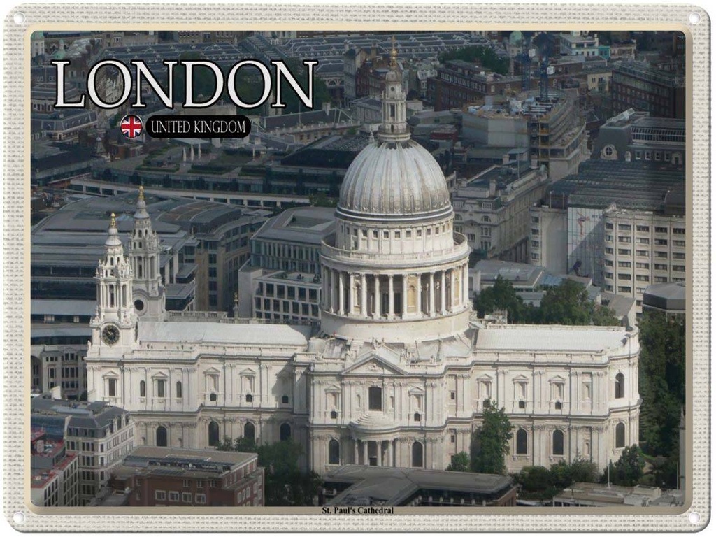 [LA-1792444] Blechschild 30x40 cm St. Paul´s Cathedral London UK Bildmotiv Reisemotiv Abenteuer Reisen