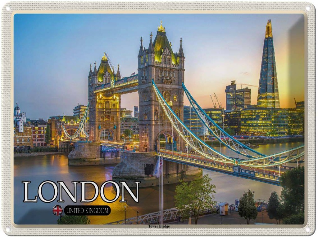 [LA-1792448] Blechschild 30x40 cm Tower Bridge London UK England Bildmotiv Reisemotiv Abenteuer Reisen