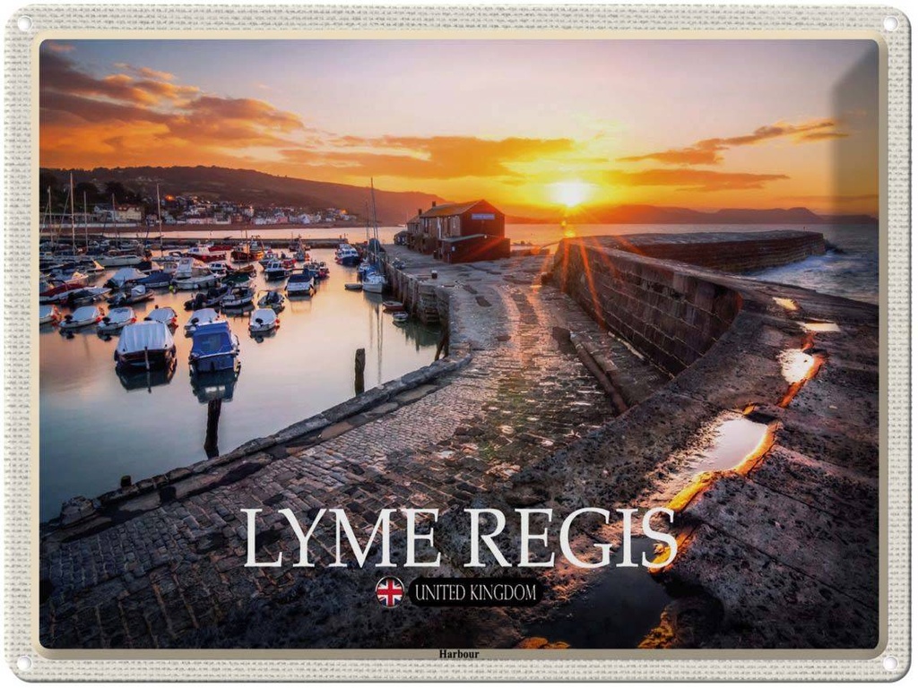 [LA-1792454] Blechschild 30x40 cm Lyme Regis Harbour Enlgand UK Bildmotiv Reisemotiv Abenteuer Reisen