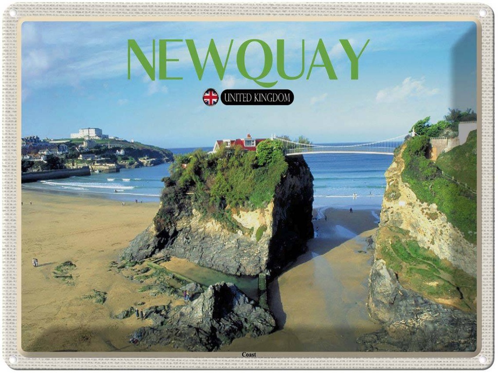 [LA-1792455] Blechschild 30x40 cm Newquay Coast United Kingdom Bildmotiv Reisemotiv Abenteuer Reisen