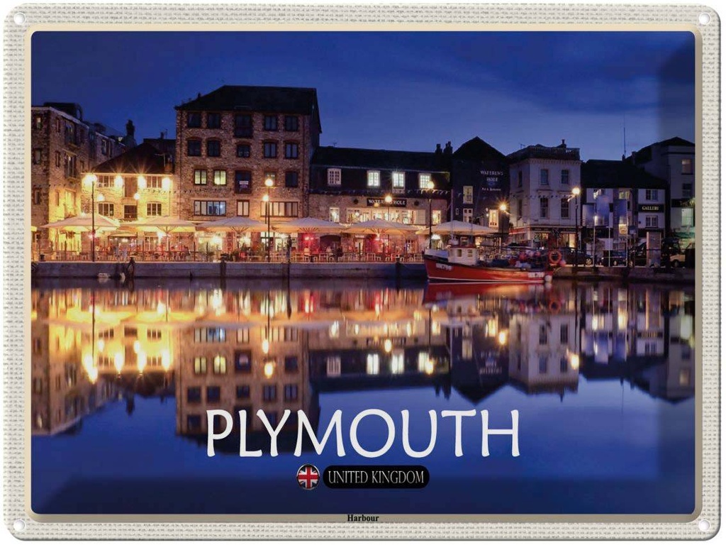 [LA-1792457] Blechschild 30x40 cm Plymouth Harbour England UK Bildmotiv Reisemotiv Abenteuer Reisen