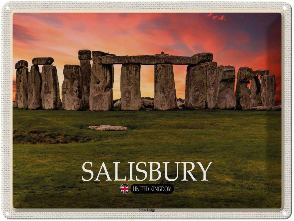 [LA-1792459] Blechschild 30x40 cm Salisbury Stonchenge England UK Bildmotiv Reisemotiv Abenteuer Reisen