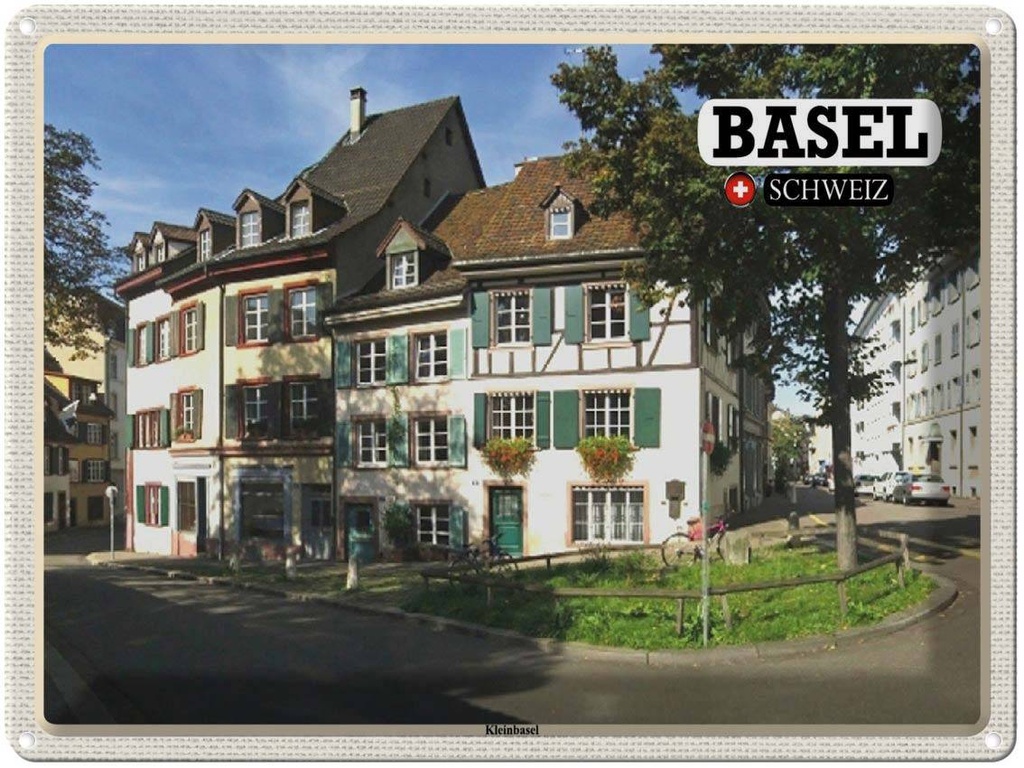[LA-1792468] Blechschild 30x40 cm Basel Schweiz Kleinbasel Stadt Bildmotiv Reisemotiv Abenteuer Reisen