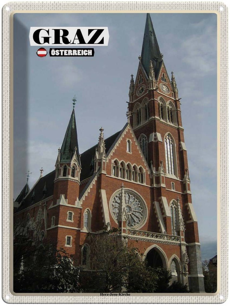 [LA-1792491] Blechschild 40x30 cm Graz Österreich Herz-Jesu-Kirche Bildmotiv Reisemotiv Abenteuer Reisen
