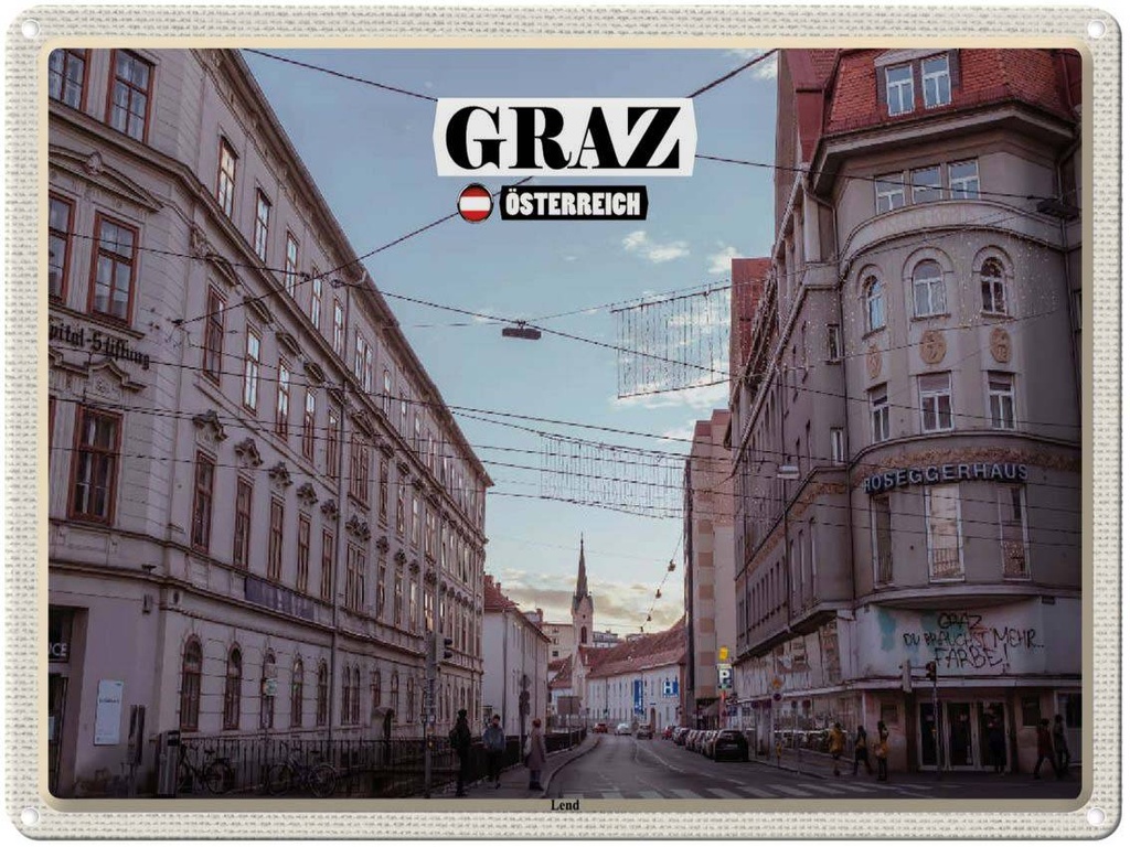[LA-1792492] Blechschild 30x40 cm Graz Österreich Lend Stadt Bildmotiv Reisemotiv Abenteuer Reisen
