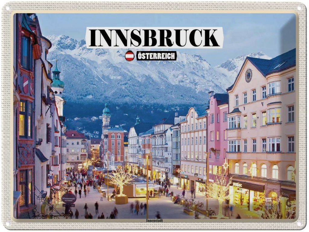 [LA-1792497] Blechschild 30x40 cm Innsbruck Österreich Bildmotiv Reisemotiv Abenteuer Reisen