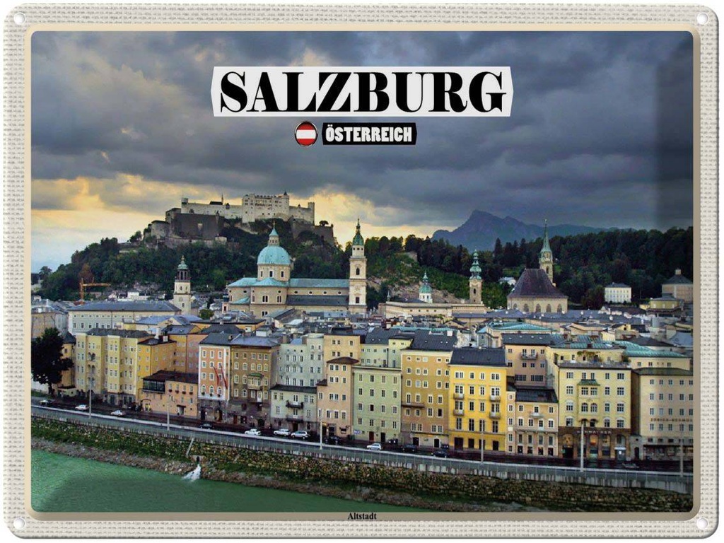 [LA-1792505] Blechschild 30x40 cm Salzburg Österreich Altstadt Bildmotiv Reisemotiv Abenteuer Reisen
