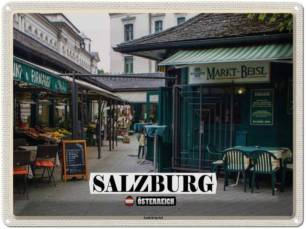 [LA-1792506] Blechschild 30x40 cm Salzburg Österreich Andräviertel Bildmotiv Reisemotiv Abenteuer Reisen