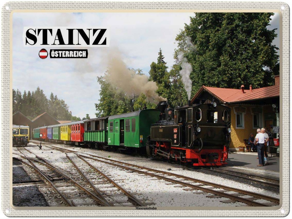 [LA-1792510] Blechschild 30x40 cm Stainz Österreich Museumsbahn Bildmotiv Reisemotiv Abenteuer Reisen