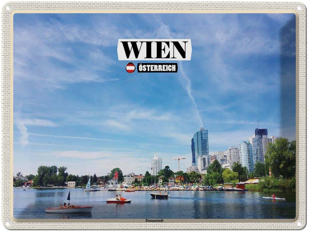 [LA-1792513] Blechschild 30x40 cm Wien Österreich Donaustadt Bildmotiv Reisemotiv Abenteuer Reisen