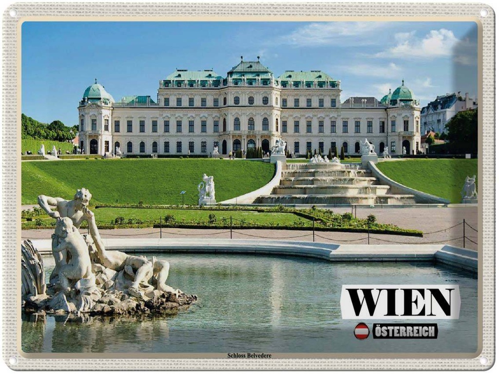 [LA-1792518] Blechschild 30x40 cm Wien Österreich Schloss Belvedere Bildmotiv Reisemotiv Abenteuer Reisen
