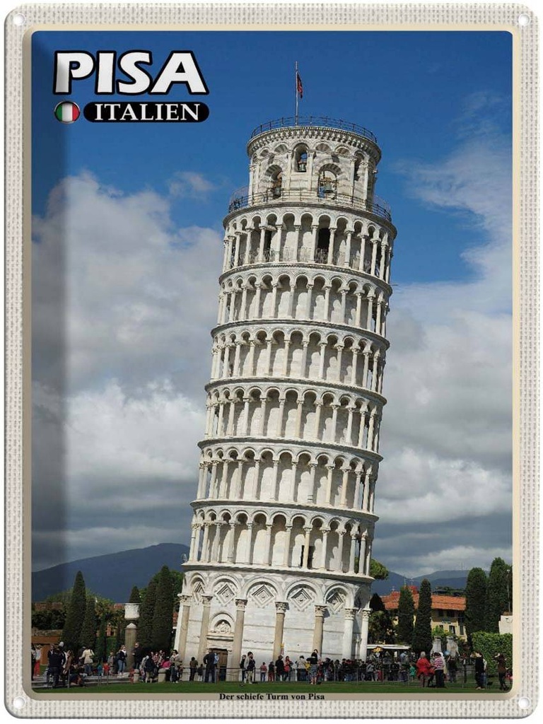 [LA-1792527] Blechschild 40x30 cm Pisa Schiefer Turm Italien Bildmotiv Reisemotiv Abenteuer Reisen