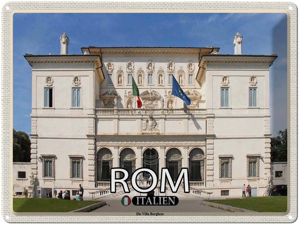 [LA-1792537] Blechschild 30x40 cm Rom Italien Die Villa Borghese Bildmotiv Reisemotiv Abenteuer Reisen