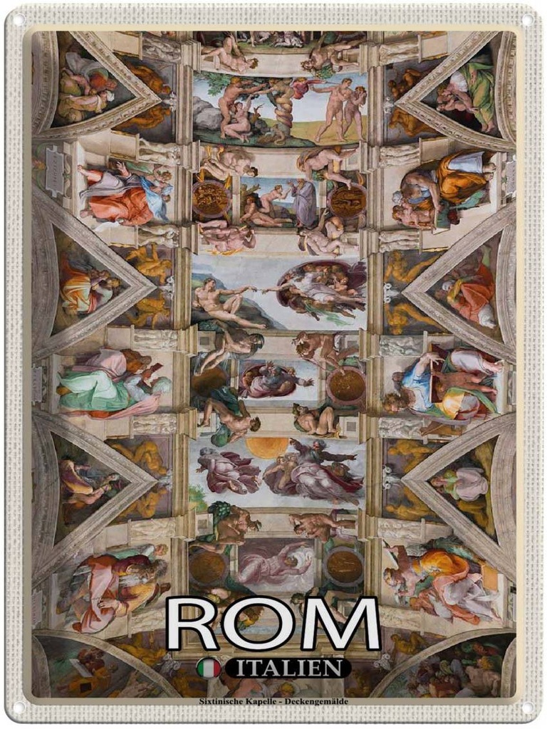[LA-1792549] Blechschild 40x30 cm Rom Sixtinische Kapelle Deckengemälde Bildmotiv Reisemotiv Abenteuer Reisen