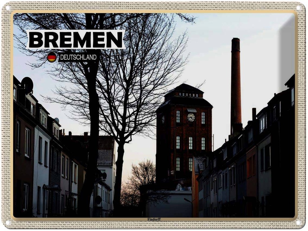 [LA-1792560] Blechschild 30x40 cm Bremen Deutschland Findorff Fabrik Bildmotiv Reisemotiv Abenteuer Reisen