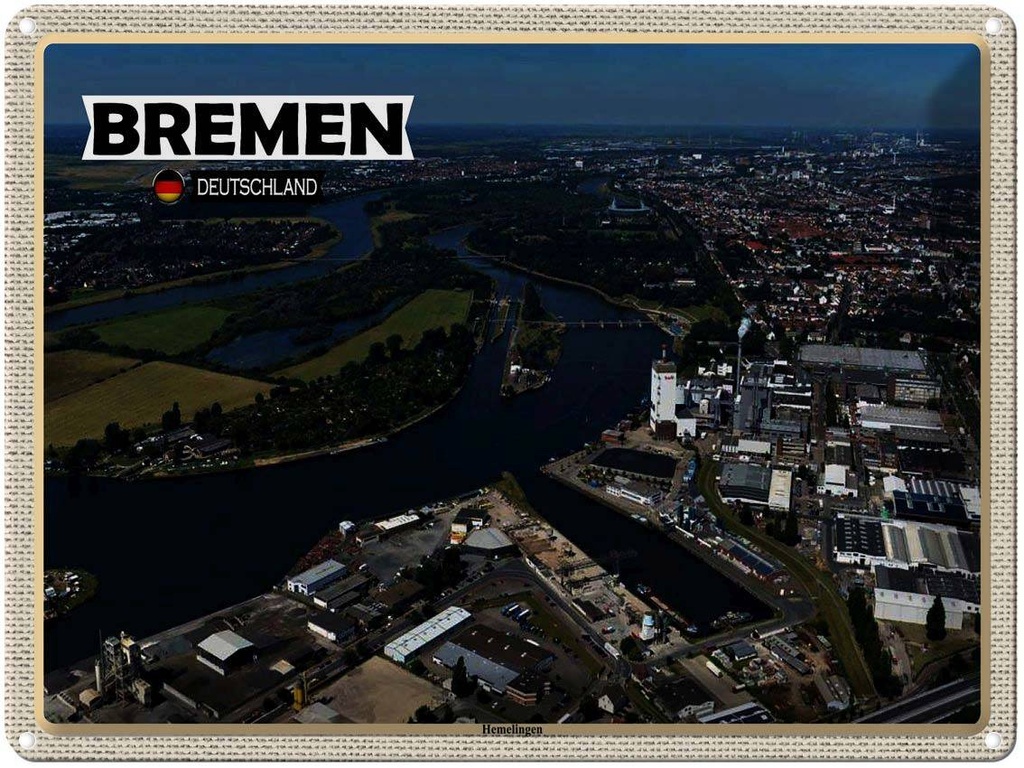 [LA-1792562] Blechschild 30x40 cm Bremen Deutschland Hemelingen Bildmotiv Reisemotiv Abenteuer Reisen