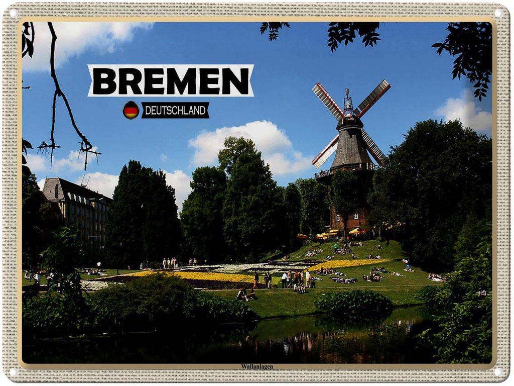 [LA-1792569] Blechschild 30x40 cm Bremen Deutschland Überseestadt Bildmotiv Reisemotiv Abenteuer Reisen