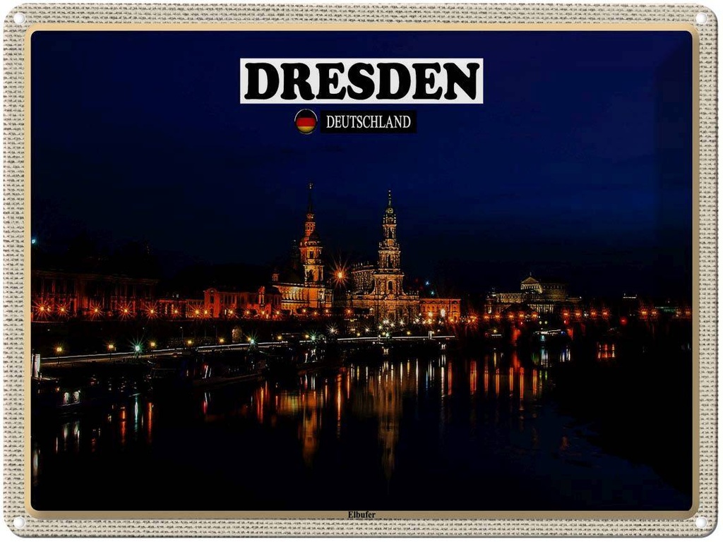 [LA-1792579] Blechschild 30x40 cm Dresden Deutschland Elbufer Bildmotiv Reisemotiv Abenteuer Reisen