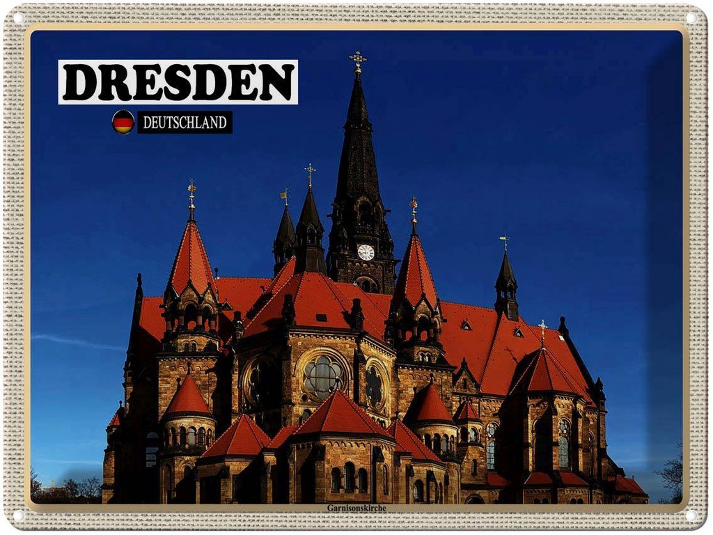 [LA-1792580] Blechschild 30x40 cm Dresden Deutschland Ganisonskirche Bildmotiv Reisemotiv Abenteuer Reisen