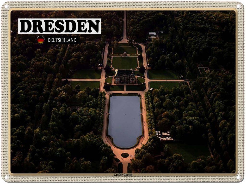 [LA-1792581] Blechschild 30x40 cm Dresden Deutschland Großer Garten Bildmotiv Reisemotiv Abenteuer Reisen