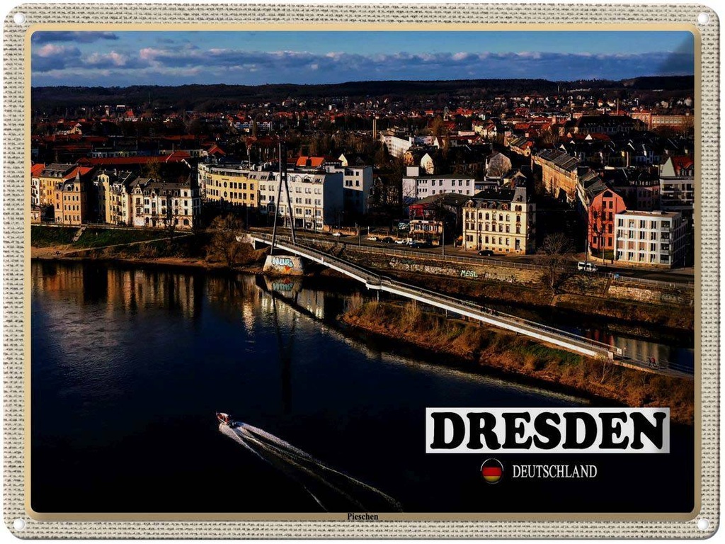 [LA-1792586] Blechschild 30x40 cm Dresden Deutschland Pieschen Bildmotiv Reisemotiv Abenteuer Reisen