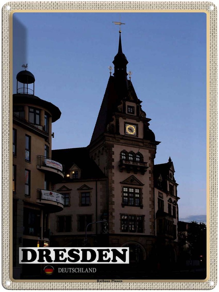 [LA-1792587] Blechschild 40x30 cm Dresden Deutschland Rathaus Plauen Bildmotiv Reisemotiv Abenteuer Reisen