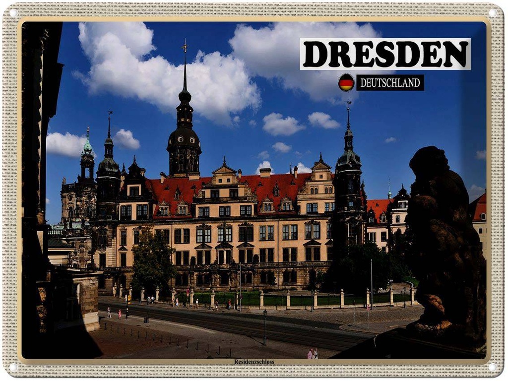 [LA-1792588] Blechschild 30x40 cm Dresden Residenzhaus Skulptur Bildmotiv Reisemotiv Abenteuer Reisen