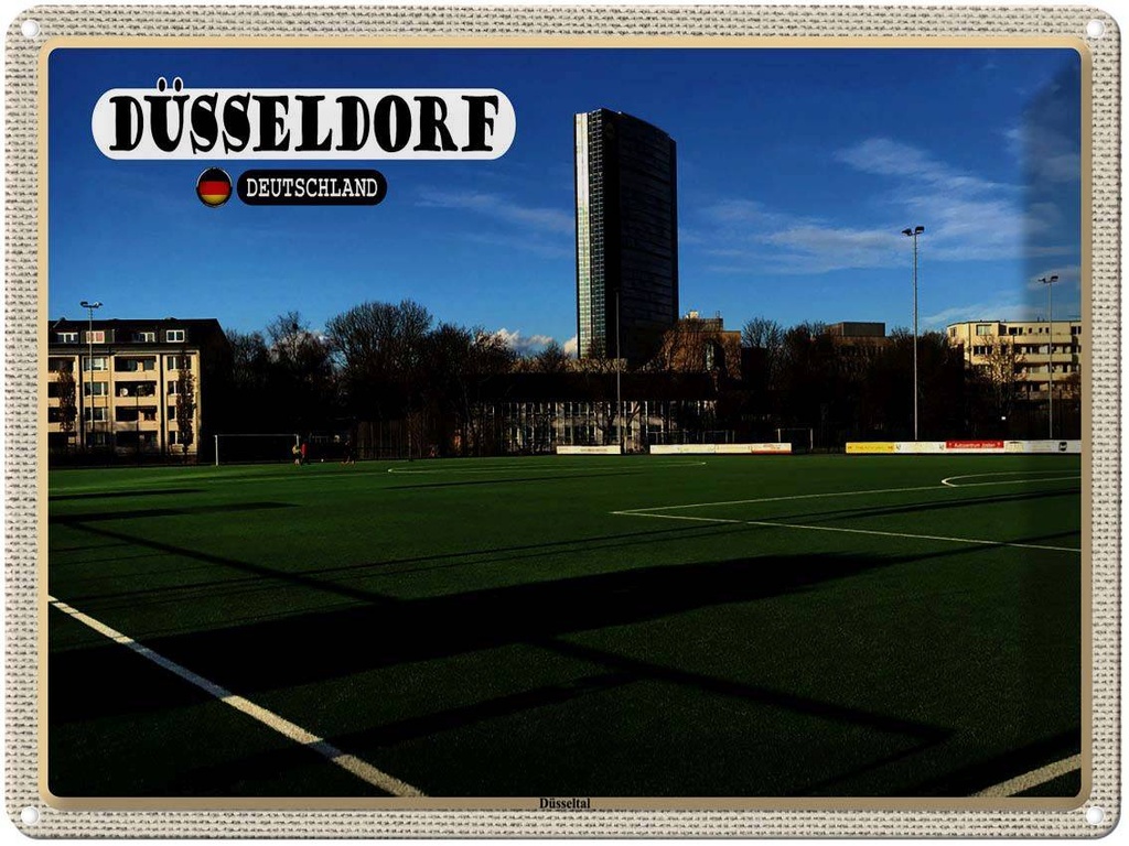 [LA-1792595] Blechschild 30x40 cm Düsseldorf Düsseltal Fußballplatz Bildmotiv Reisemotiv Abenteuer Reisen