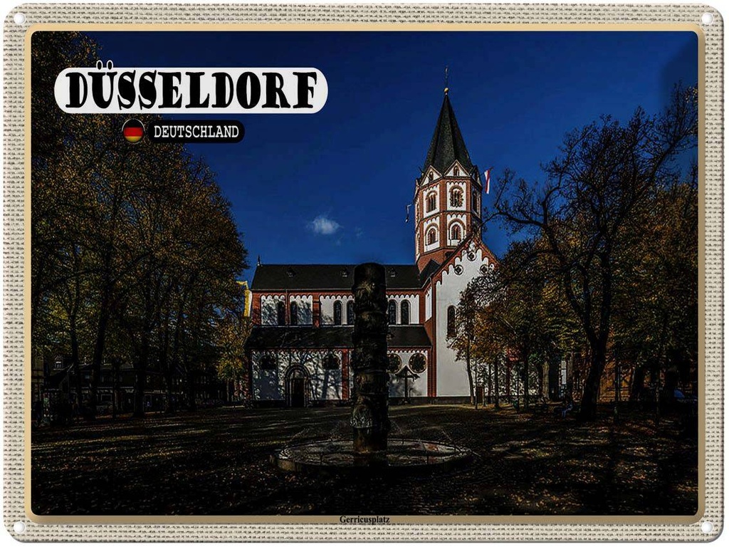 [LA-1792599] Blechschild 30x40 cm Düsseldorf Gerricusplatz Baustil Bildmotiv Reisemotiv Abenteuer Reisen