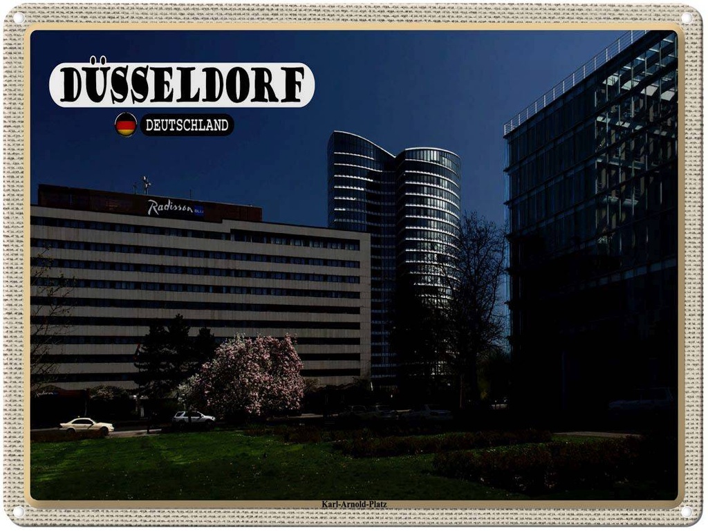 [LA-1792600] Blechschild 30x40 cm Düsseldorf Karl-Arnold-Platz Bildmotiv Reisemotiv Abenteuer Reisen