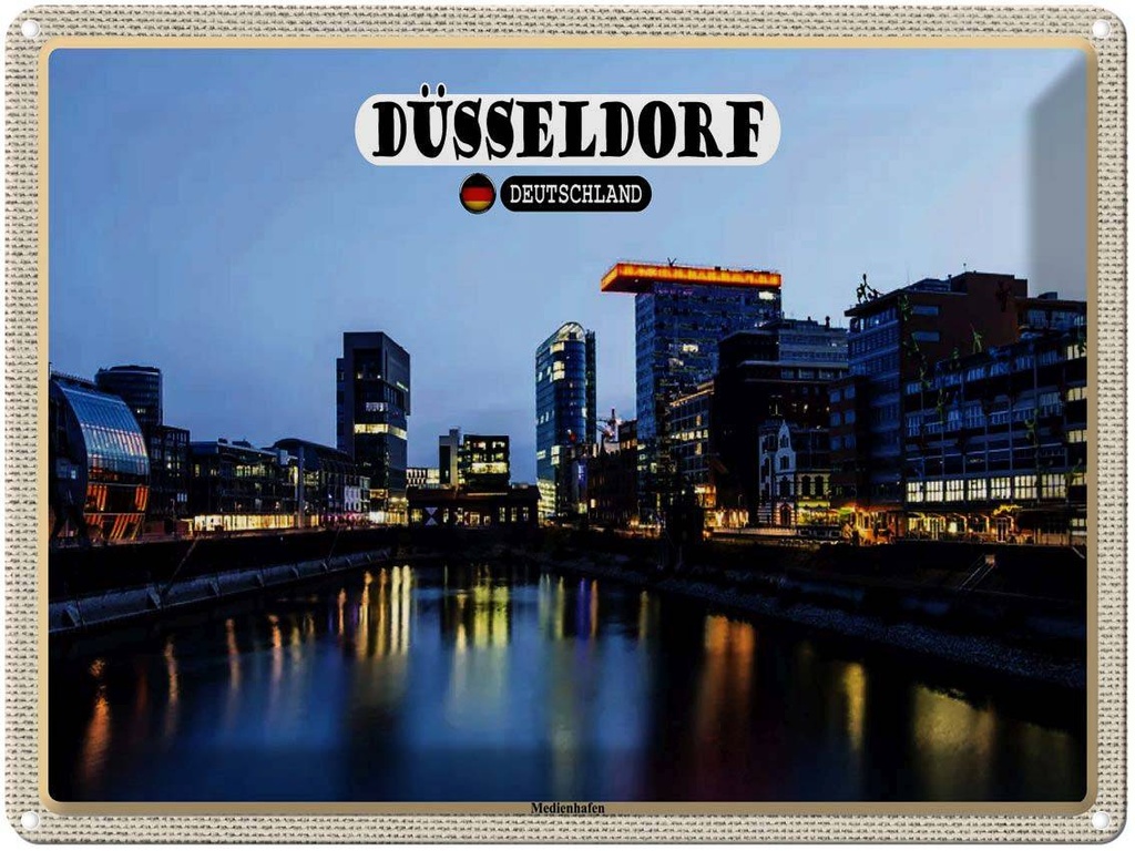 [LA-1792603] Blechschild 30x40 cm Düsseldorf Medienhafen Baukunst Bildmotiv Reisemotiv Abenteuer Reisen