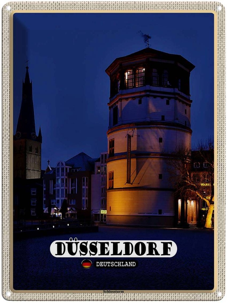 [LA-1792611] Blechschild 40x30 cm Düsseldorf Schlossturm Baukunst Bildmotiv Reisemotiv Abenteuer Reisen