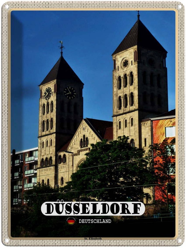 [LA-1792612] Blechschild 40x30 cm Düsseldorf St. Elisabeth Bildmotiv Reisemotiv Abenteuer Reisen