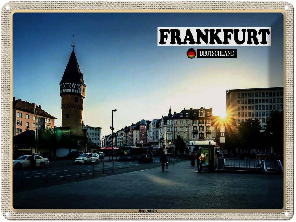 [LA-1792614] Blechschild 30x40 cm Frankfurt Bockenheim Altstadt Bildmotiv Reisemotiv Abenteuer Reisen