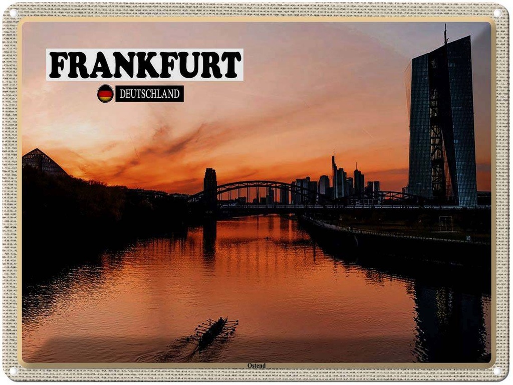 [LA-1792629] Blechschild 30x40 cm Frankfurt Ostend Rhein Neubau Bildmotiv Reisemotiv Abenteuer Reisen