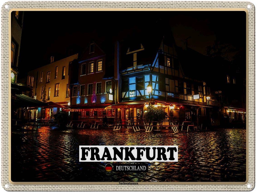 [LA-1792631] Blechschild 30x40 cm Frankfurt Sachsenhausen Restaurant Bildmotiv Reisemotiv Abenteuer Reisen