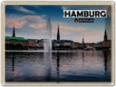 Blechschild 30x40 cm Hamburg Alster Blick auf Fluss Bildmotiv Reisemotiv Abenteuer Reisen