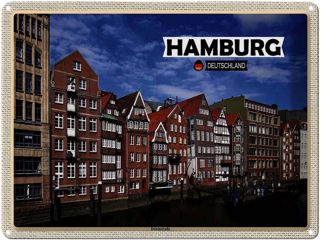 [LA-1792639] Blechschild 30x40 cm Hamburg Deichstraße Fluss Abenteuer Reisen Urlaub
