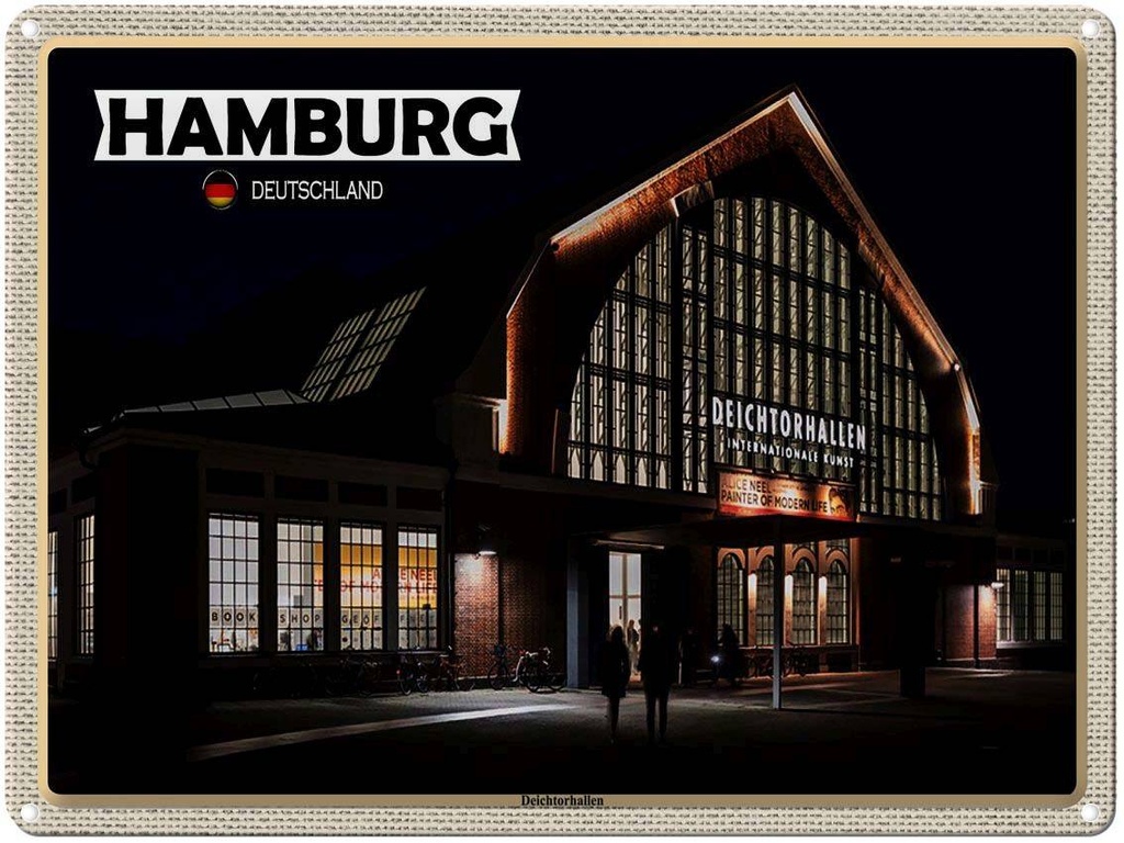 [LA-1792640] Blechschild 30x40 cm Hamburg Deichtorhallen Kunst Abenteuer Reisen Urlaub