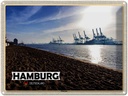 Blechschild 30x40 cm Hamburg Elbstrand Hafen Fluss Bildmotiv Reisemotiv Abenteuer Reisen