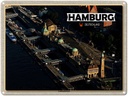 Blechschild 30x40 cm Hamburg Blick auf Landungsbrücken Bildmotiv Reisemotiv Abenteuer Reisen