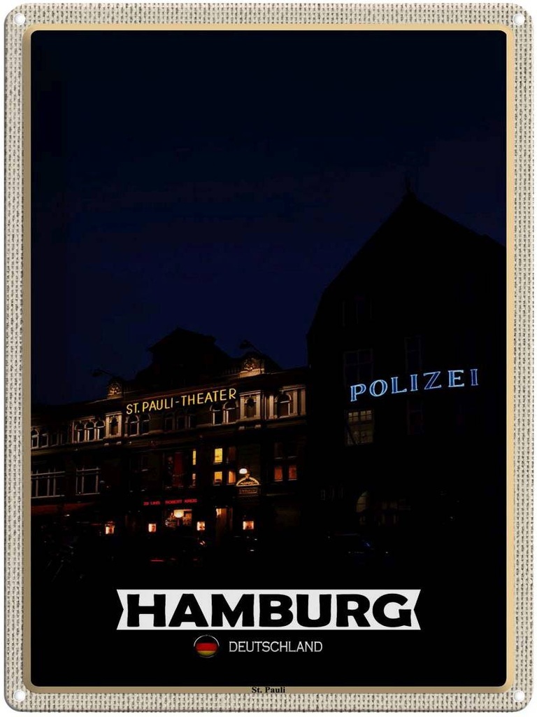 [LA-1792653] Blechschild 40x30 cm Hamburg St. Pauli Theater Bildmotiv Reisemotiv Abenteuer Reisen