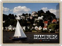 Blechschild 30x40 cm Hamburg Treppenviertel Boot Bildmotiv Reisemotiv Abenteuer Reisen