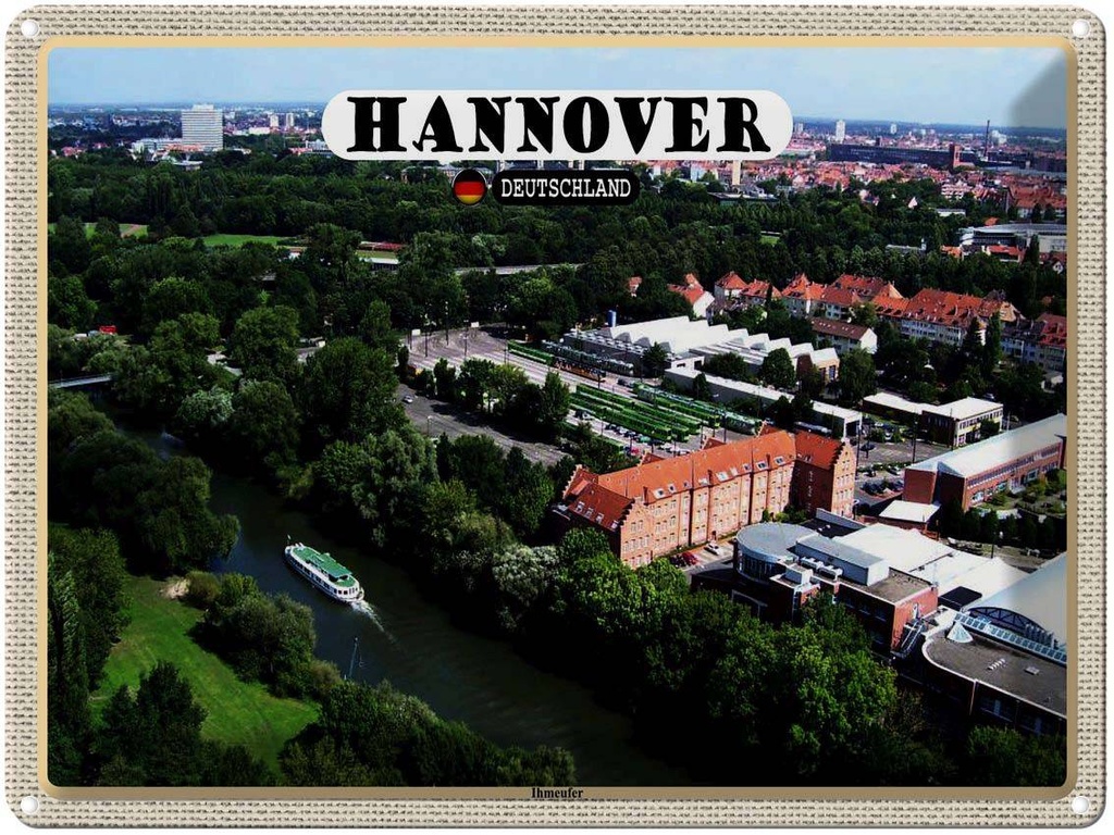 [LA-1792663] Blechschild 30x40 cm Hannover Blick auf Ihmeufer Bildmotiv Reisemotiv Abenteuer Reisen