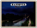 Blechschild 30x40 cm Hannover Landkanal Boote Nacht Bildmotiv Reisemotiv Abenteuer Reisen