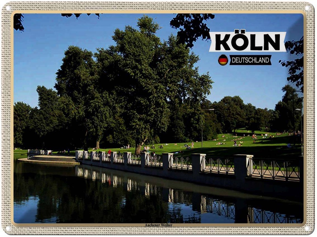 [LA-1792674] Blechschild 30x40 cm Köln Aachener Weiher Park Bildmotiv Reisemotiv Abenteuer Reisen