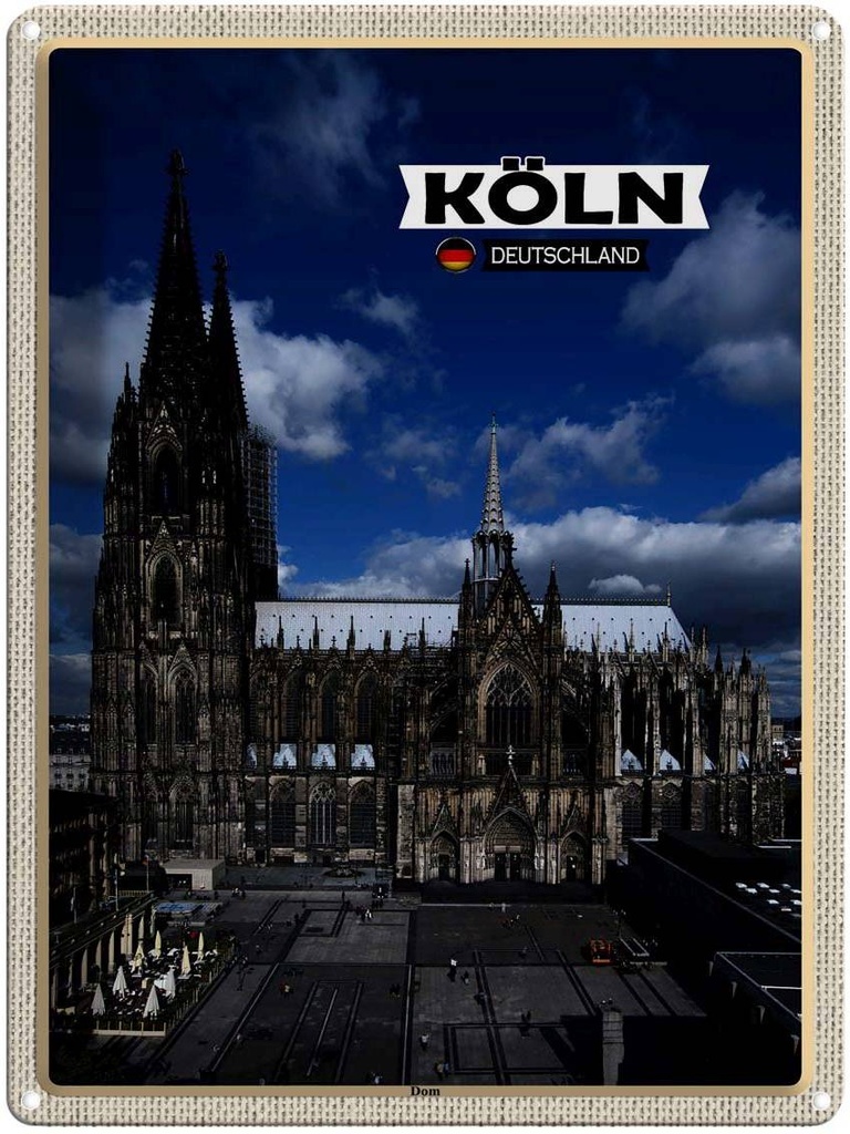 [LA-1792677] Blechschild 40x30 cm Köln Dom Blick auf Domplatz Bildmotiv Reisemotiv Abenteuer Reisen