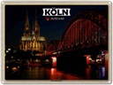 Blechschild 30x40 cm Köln Hohenzollernbrücke Nacht Bildmotiv Reisemotiv Abenteuer Reisen