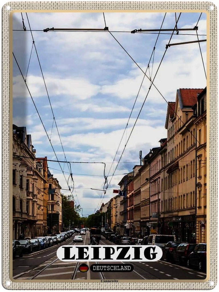 [LA-1792693] Blechschild 40x30 cm Leipzig Connewitz Bahngleisen Bildmotiv Reisemotiv Abenteuer Reisen